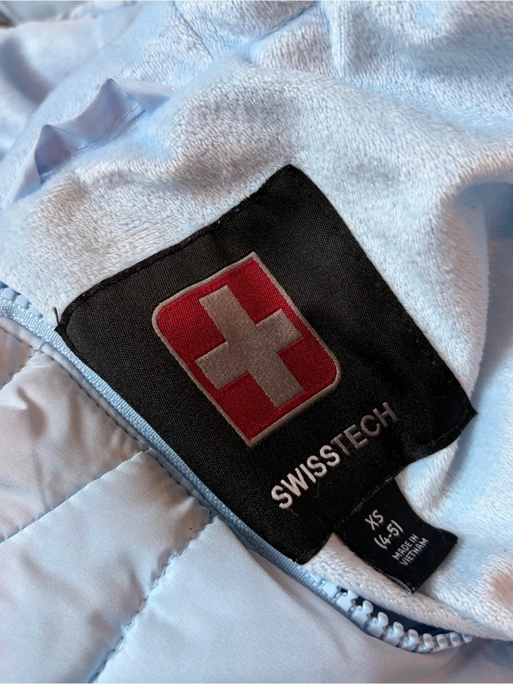 Swiss Tech little girls light blue fleece lined puffer jacket with hood